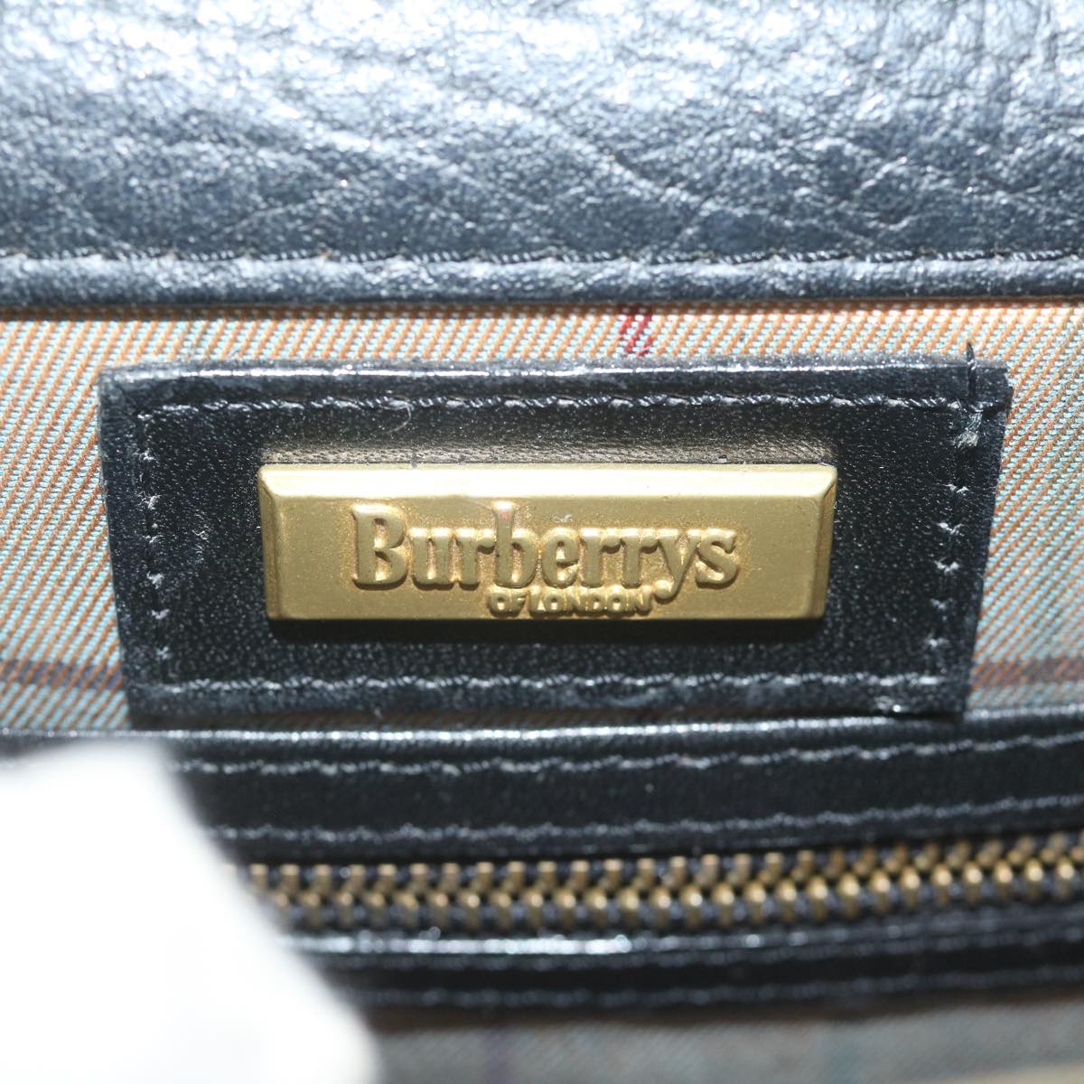 Burberrys Shoulder Bag Leather Black Auth bs10626