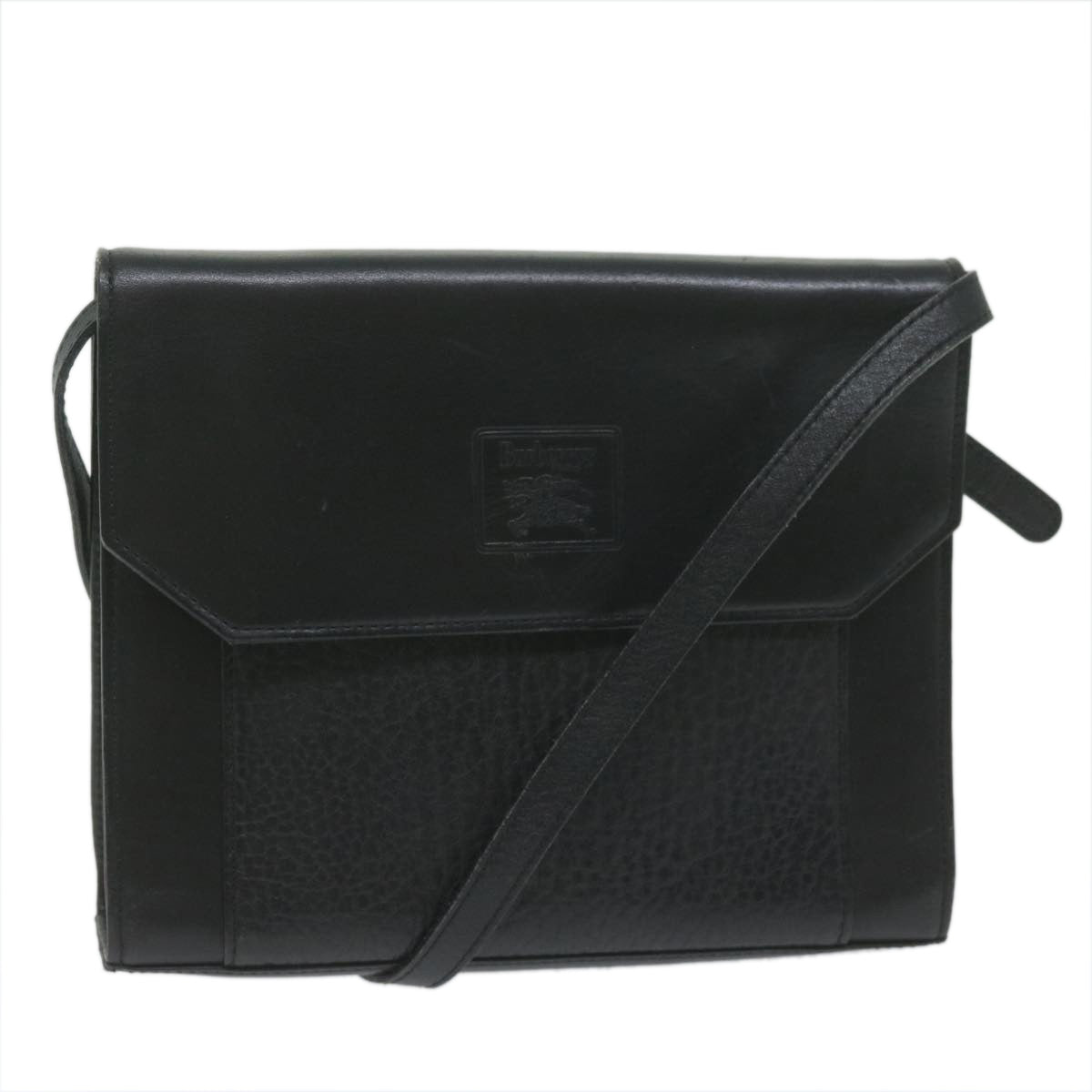 Burberrys Shoulder Bag Leather Black Auth bs10626