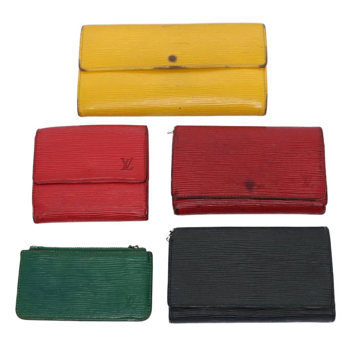 LOUIS VUITTON Epi Coin Purse Wallet 5Set Red Yellow black LV Auth bs10656