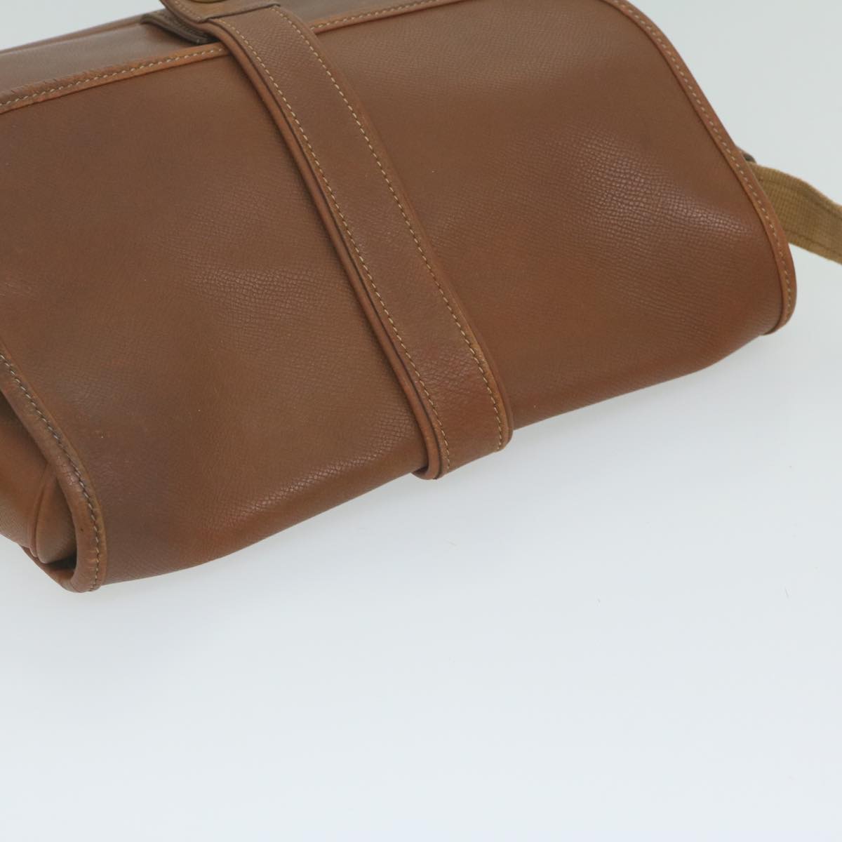 HERMES Noumea Shoulder Bag Leather Brown Auth bs10684