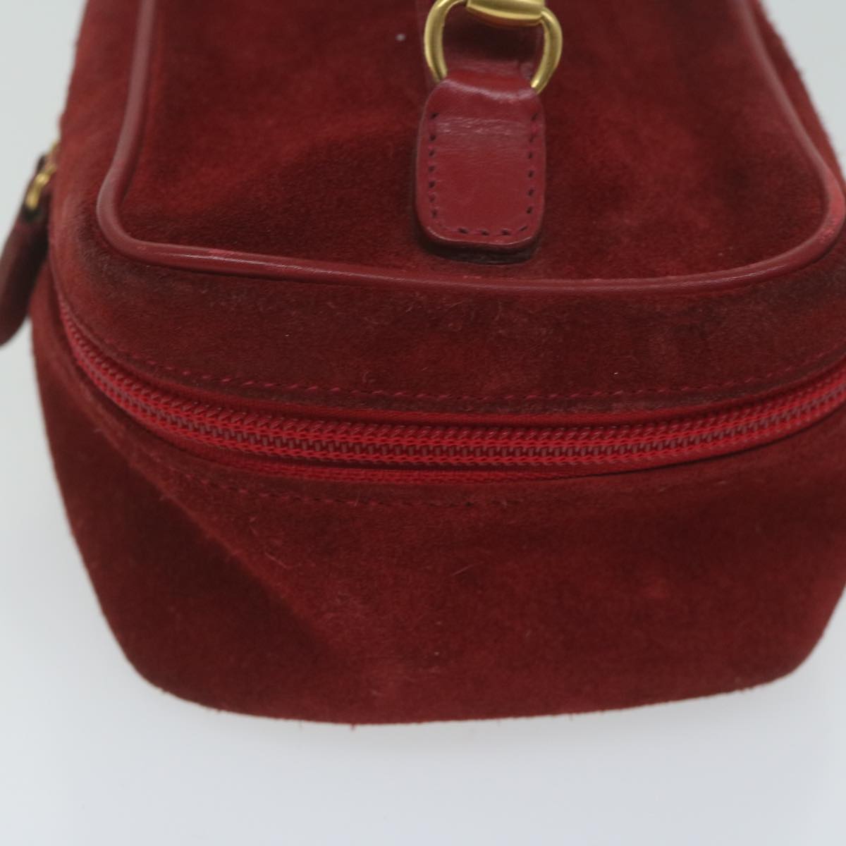 GUCCI Vanity Cosmetic Pouch Suede Red 032 1705 0141 Auth bs10687