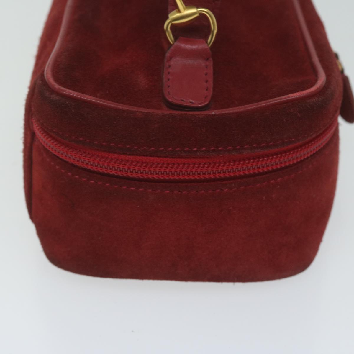 GUCCI Vanity Cosmetic Pouch Suede Red 032 1705 0141 Auth bs10687