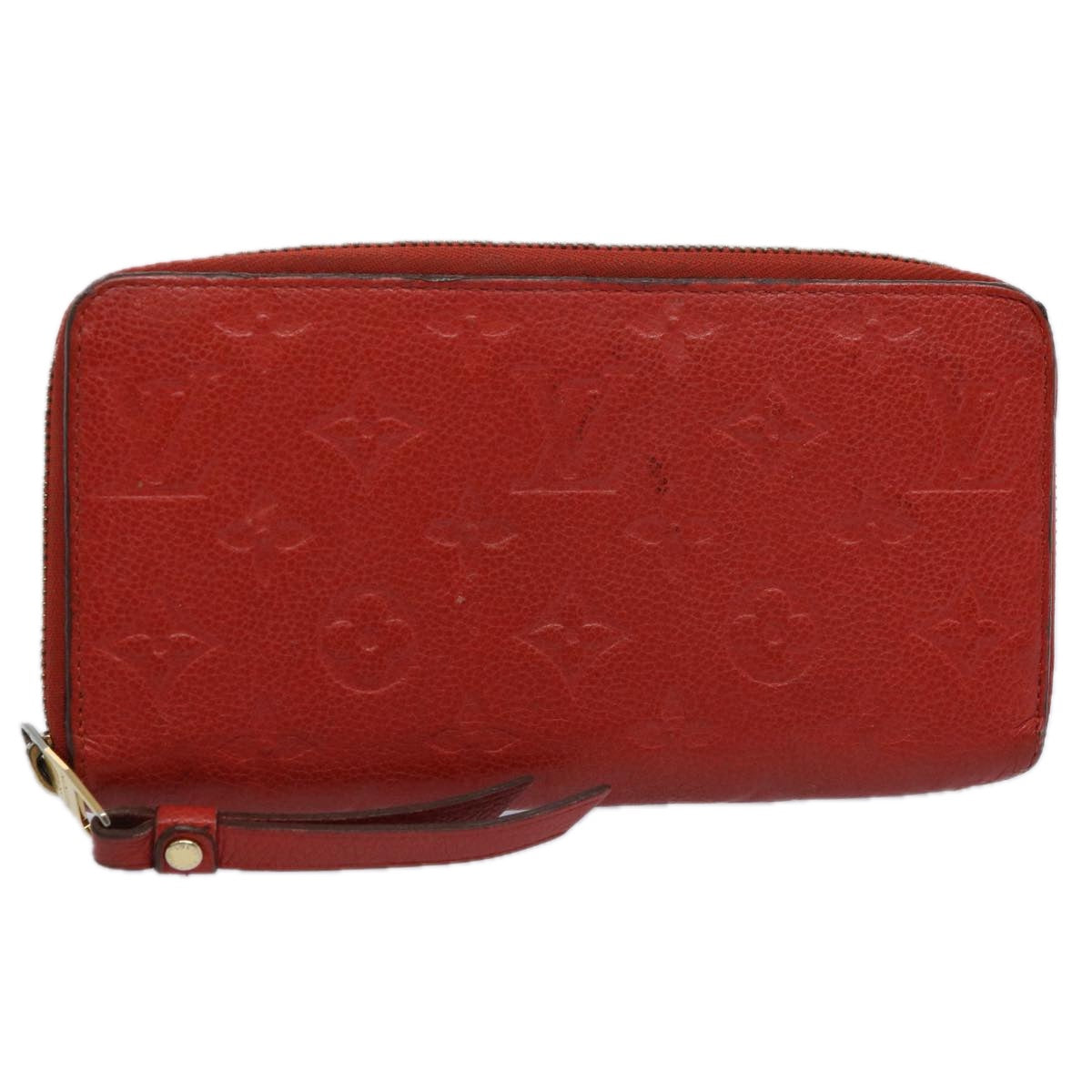 LOUIS VUITTON Monogram Empreinte Zippy Wallet Red M63691 LV Auth bs10719