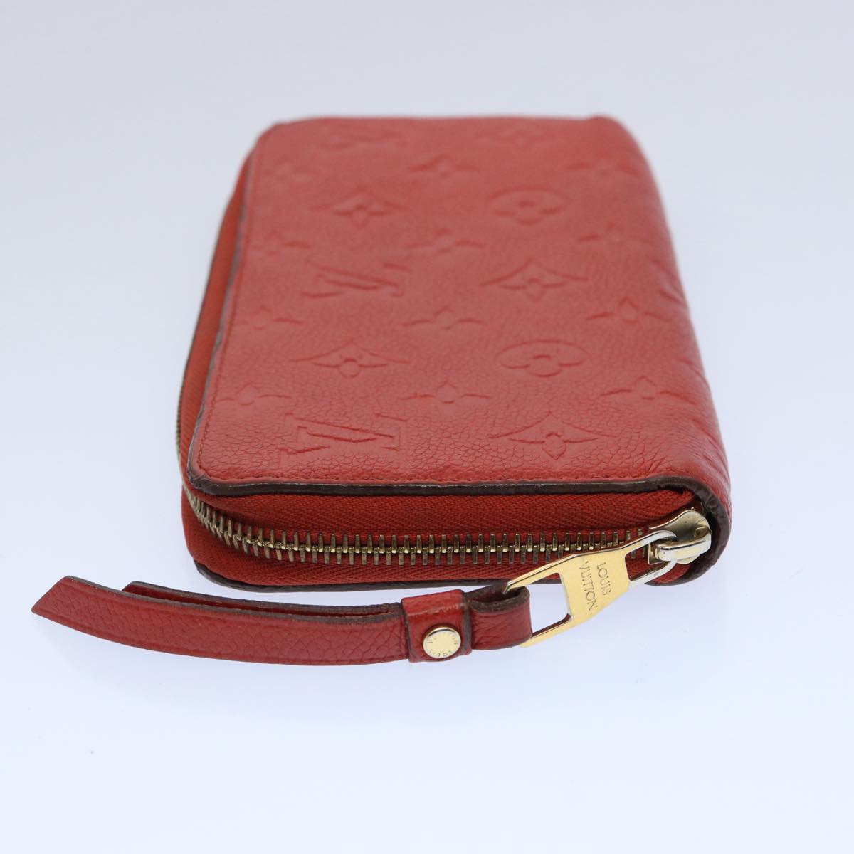 LOUIS VUITTON Monogram Empreinte Zippy Wallet Red M63691 LV Auth bs10719