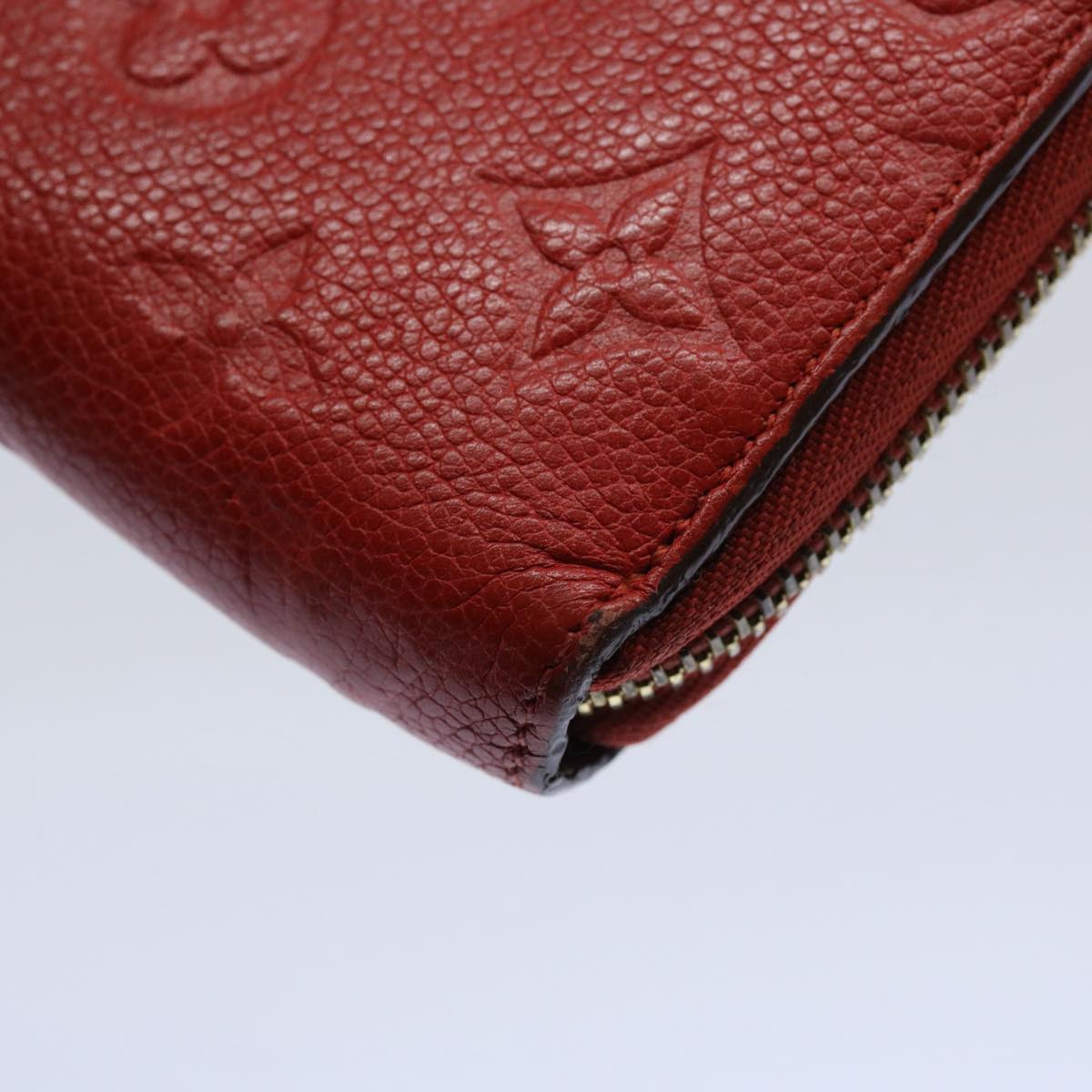 LOUIS VUITTON Monogram Empreinte Zippy Wallet Red M63691 LV Auth bs10719