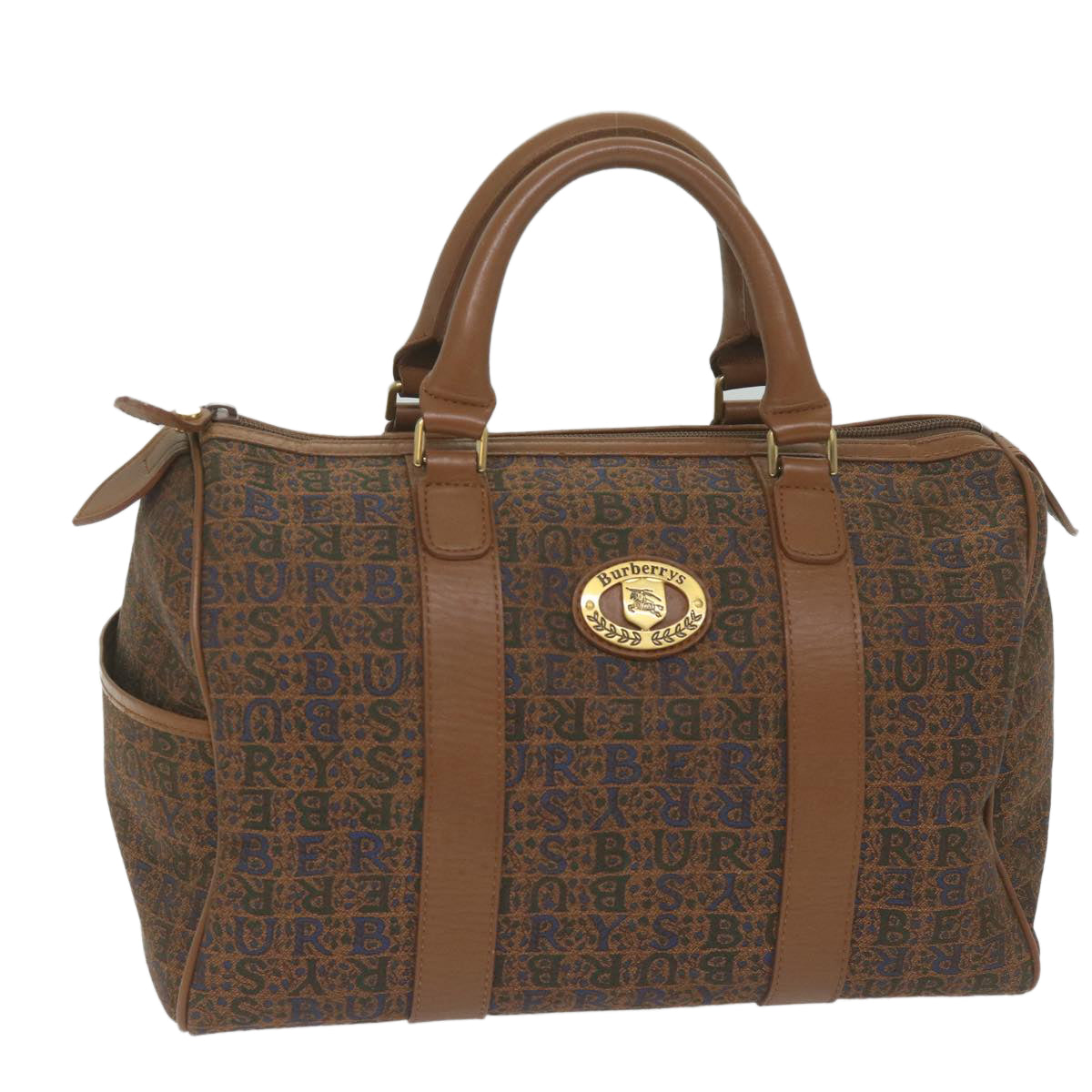 Burberrys Hand Bag Canvas Brown Auth bs10724