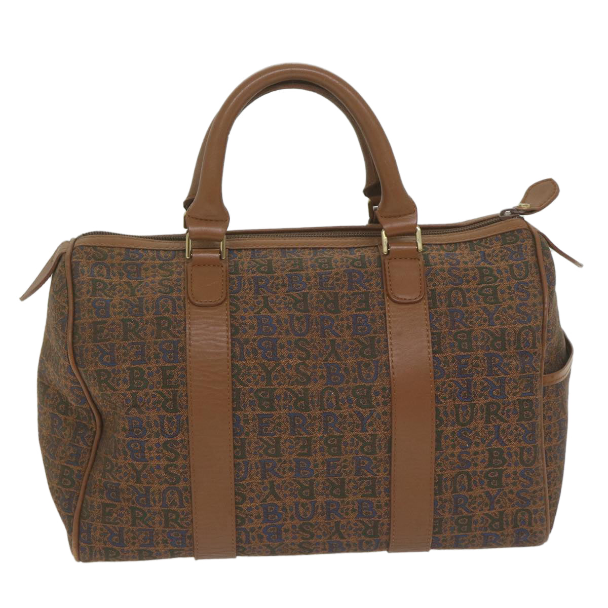 Burberrys Hand Bag Canvas Brown Auth bs10724