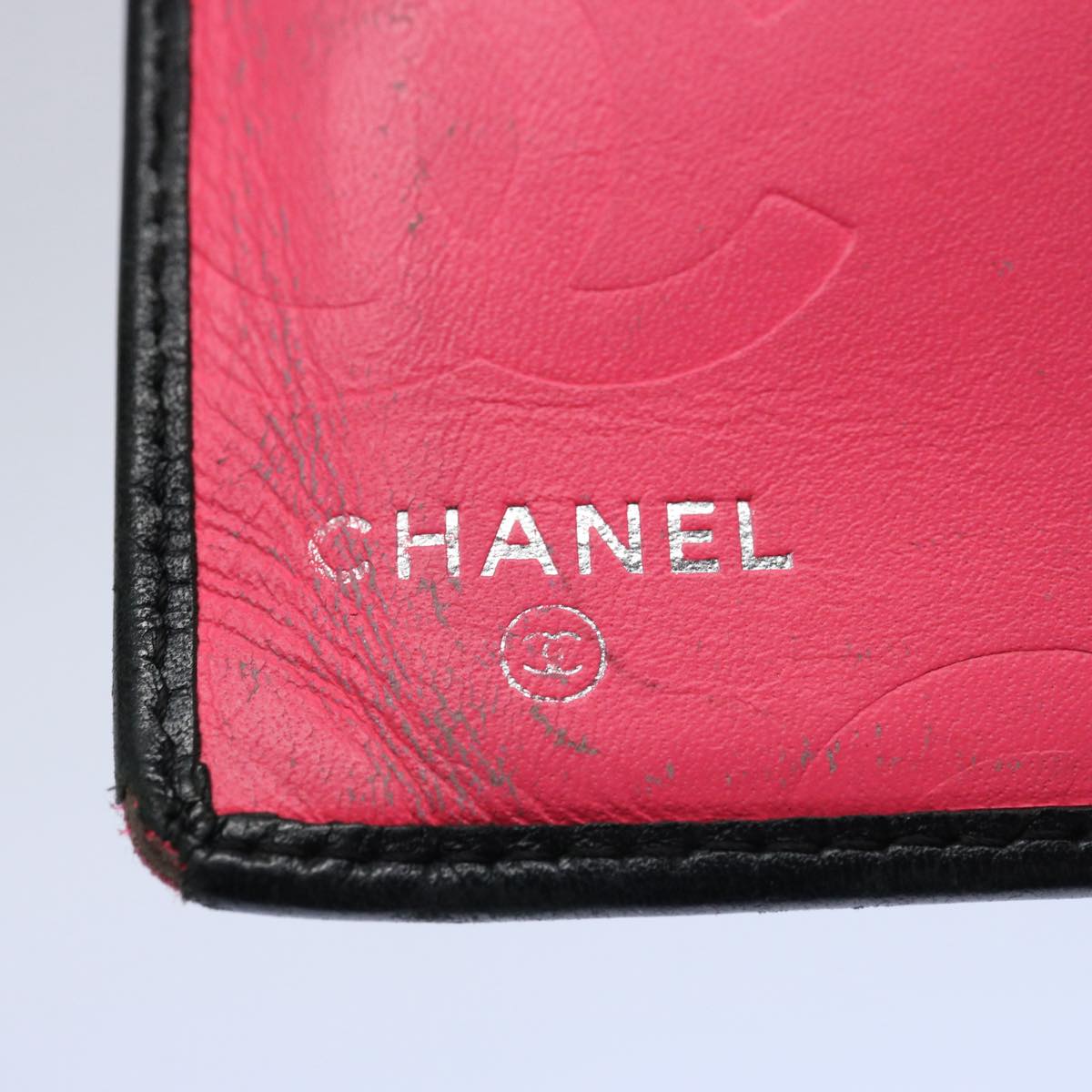 CHANEL Cambon Line Long Wallet Leather Black CC Auth bs10747