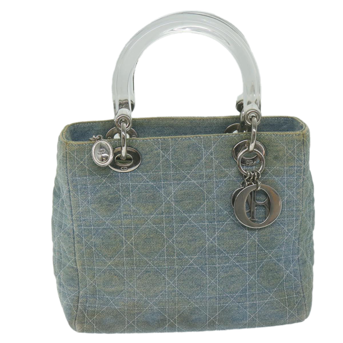 Christian Dior Canage Hand Bag Denim 2way Blue Auth bs10872