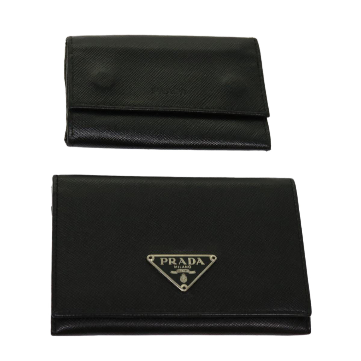 PRADA Card Case Key Case Leather 2Set Black Auth bs10887