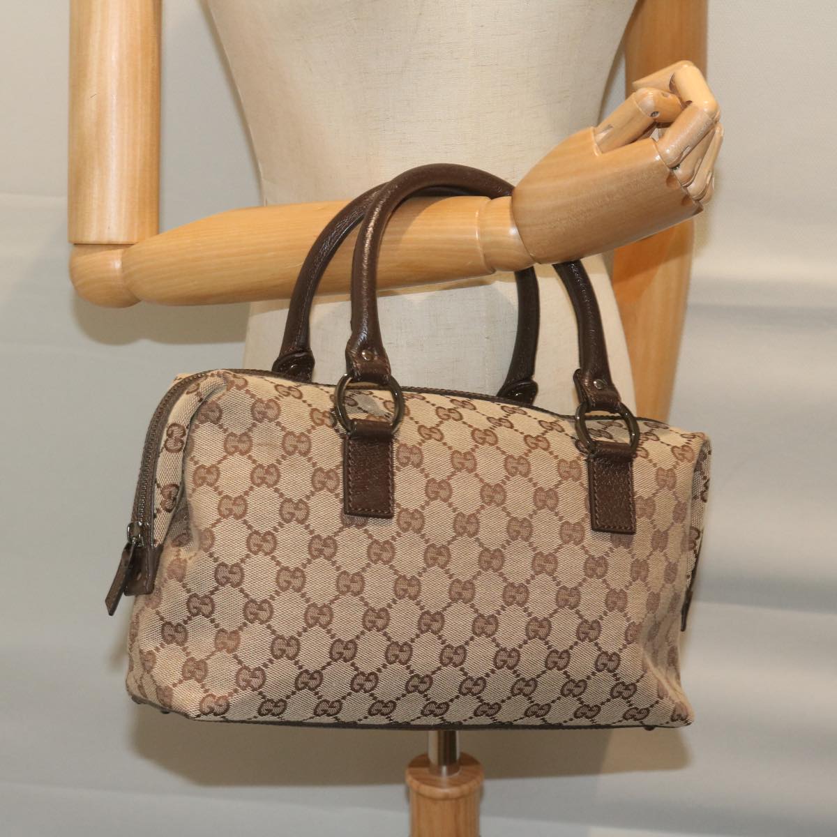 GUCCI GG Canvas Hand Bag Beige 113009 Auth bs10899