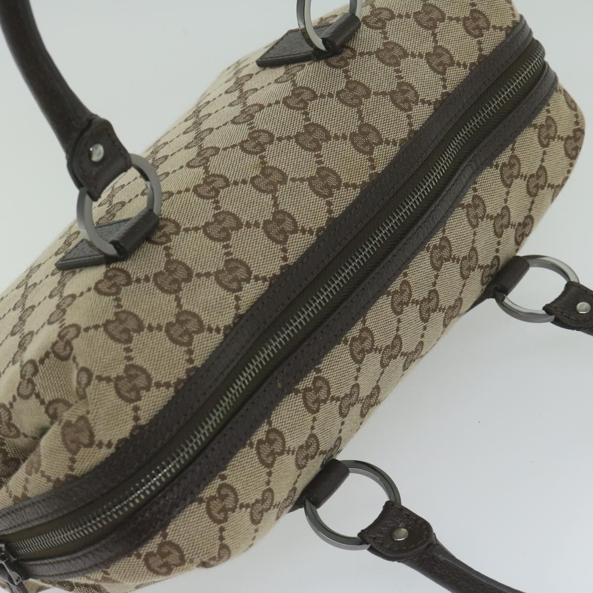 GUCCI GG Canvas Hand Bag Beige 113009 Auth bs10899