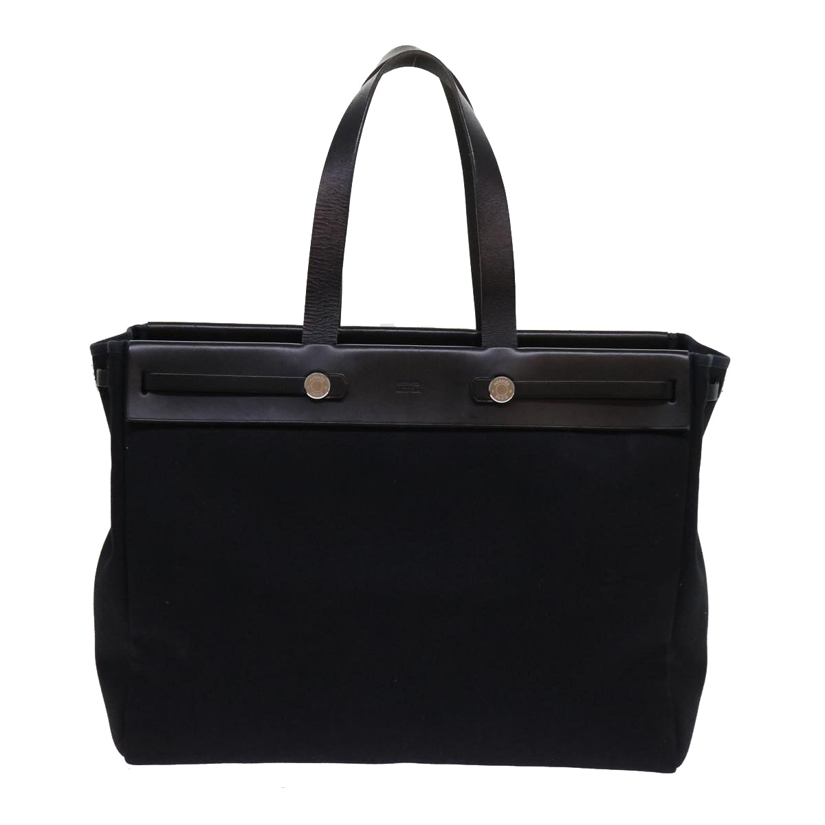 HERMES Herbag Cabas GM Tote Bag Canvas Black Auth bs10921