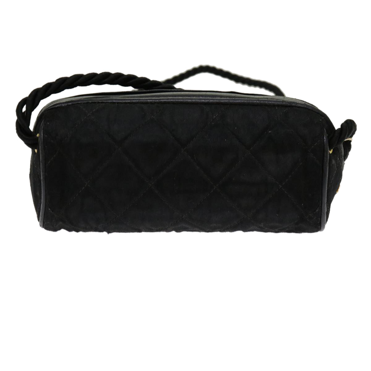 CHANEL Shoulder Bag Satin Black CC Auth bs10925