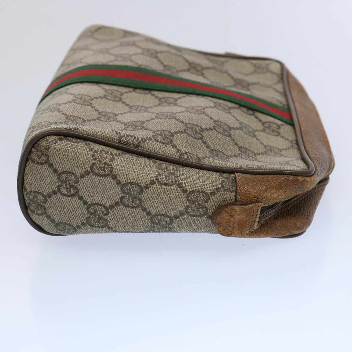 GUCCI GG Supreme Web Sherry Line Clutch Bag Beige Red 89 01 012 Auth bs10937