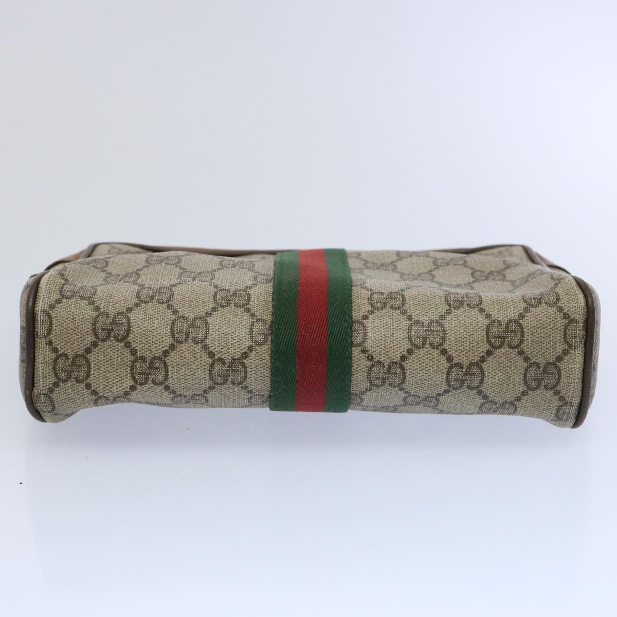 GUCCI GG Supreme Web Sherry Line Clutch Bag Beige Red 89 01 012 Auth bs10937