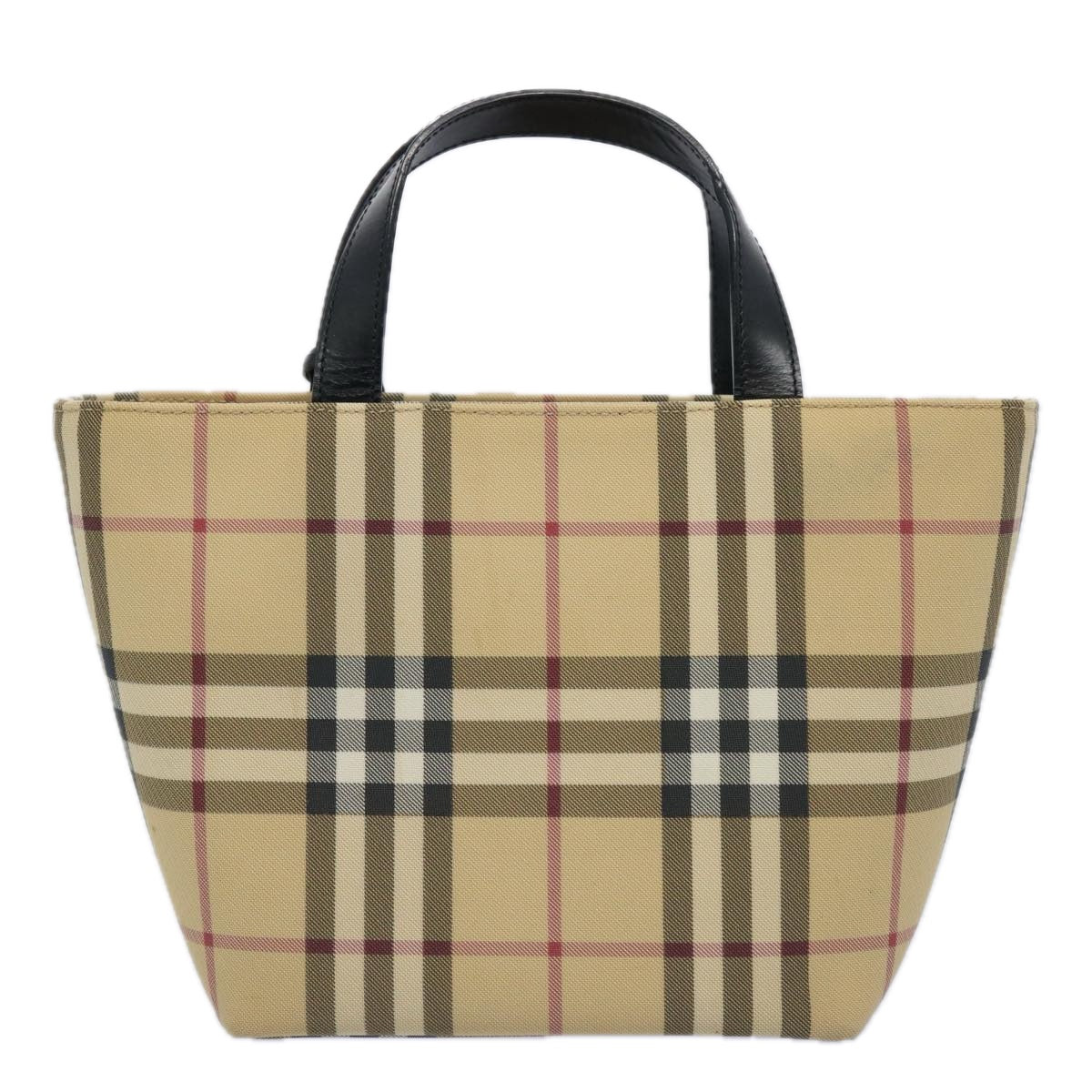 BURBERRY Nova Check Hand Bag Coated Canvas Beige Auth bs10942