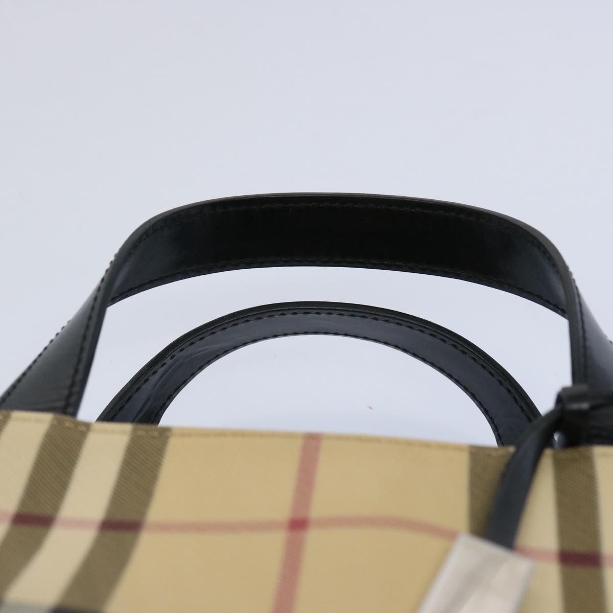 BURBERRY Nova Check Hand Bag Coated Canvas Beige Auth bs10942