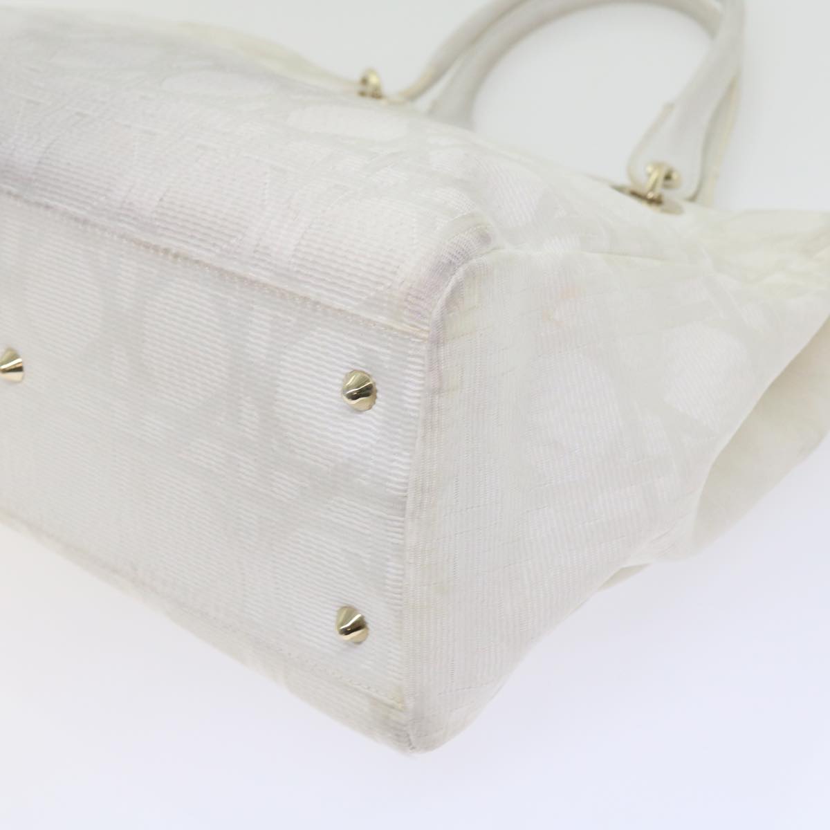 Christian Dior Canage Hand Bag Canvas White Auth bs10953