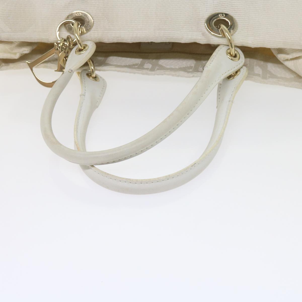 Christian Dior Canage Hand Bag Canvas White Auth bs10953