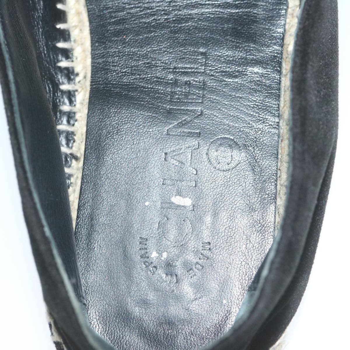 CHANEL Pumps Shoes Velor 38 Black CC Auth bs10973
