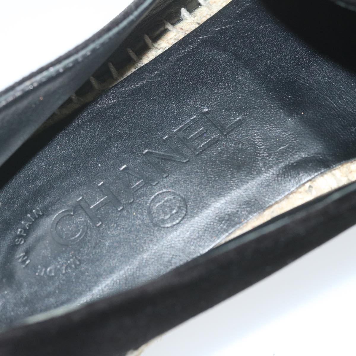 CHANEL Pumps Shoes Velor 38 Black CC Auth bs10973