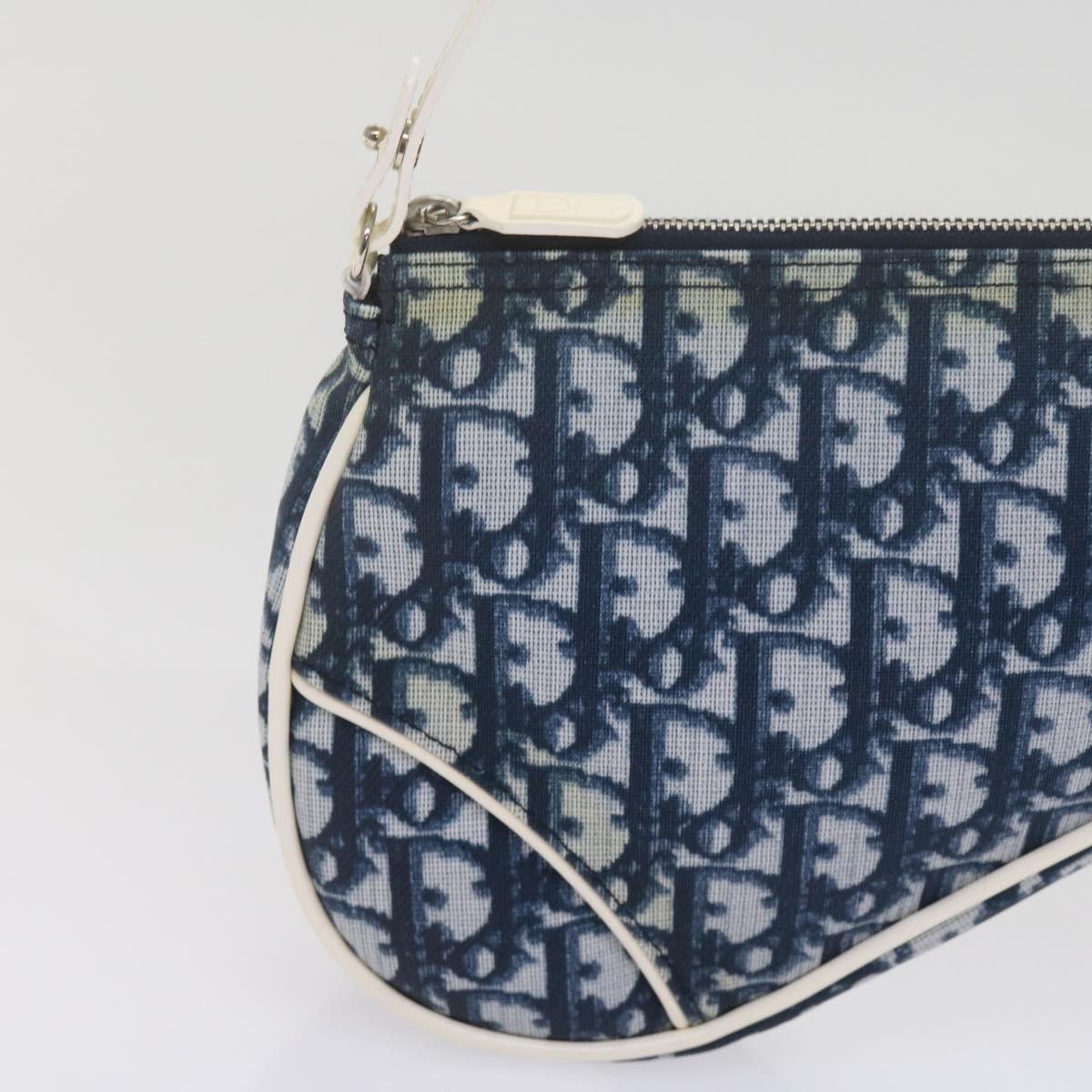 Christian Dior Trotter Canvas Saddle Accessory Pouch Navy Auth bs10979