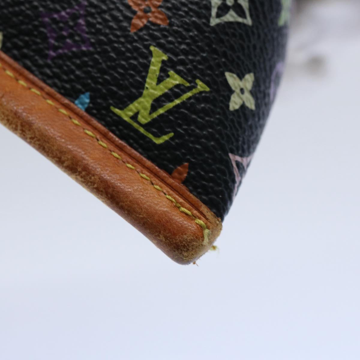 LOUIS VUITTON Monogram Multicolor Berlingo Coin Purse Black M58029 Auth bs10998