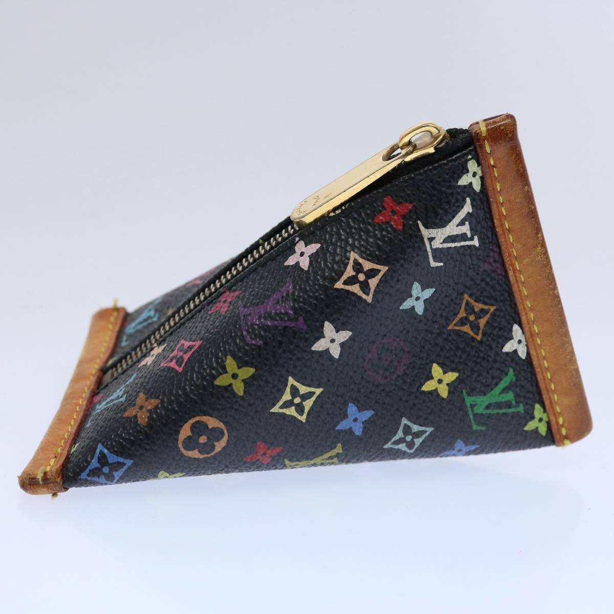 LOUIS VUITTON Monogram Multicolor Berlingo Coin Purse Black M58029 Auth bs10998