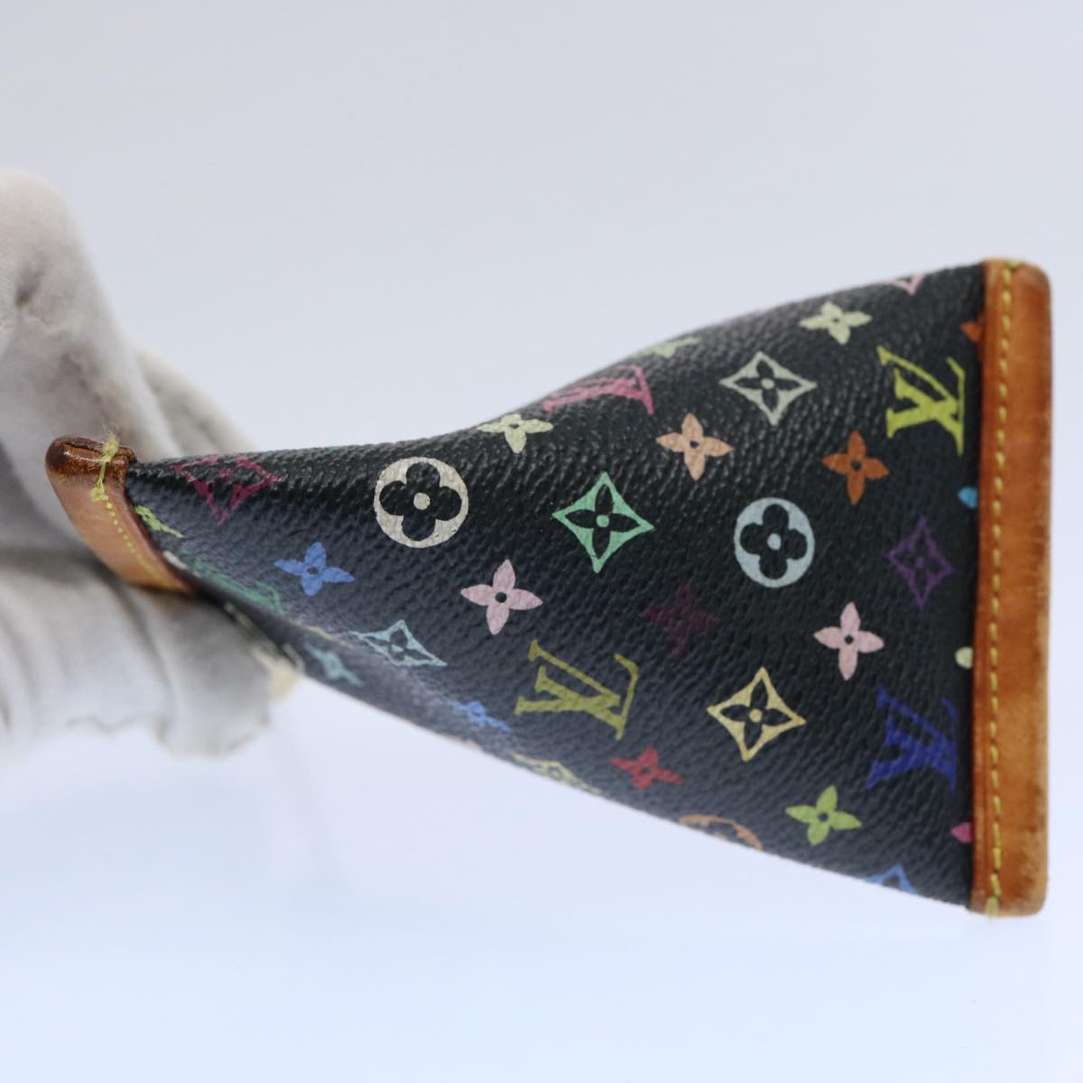 LOUIS VUITTON Monogram Multicolor Berlingo Coin Purse Black M58029 Auth bs10998