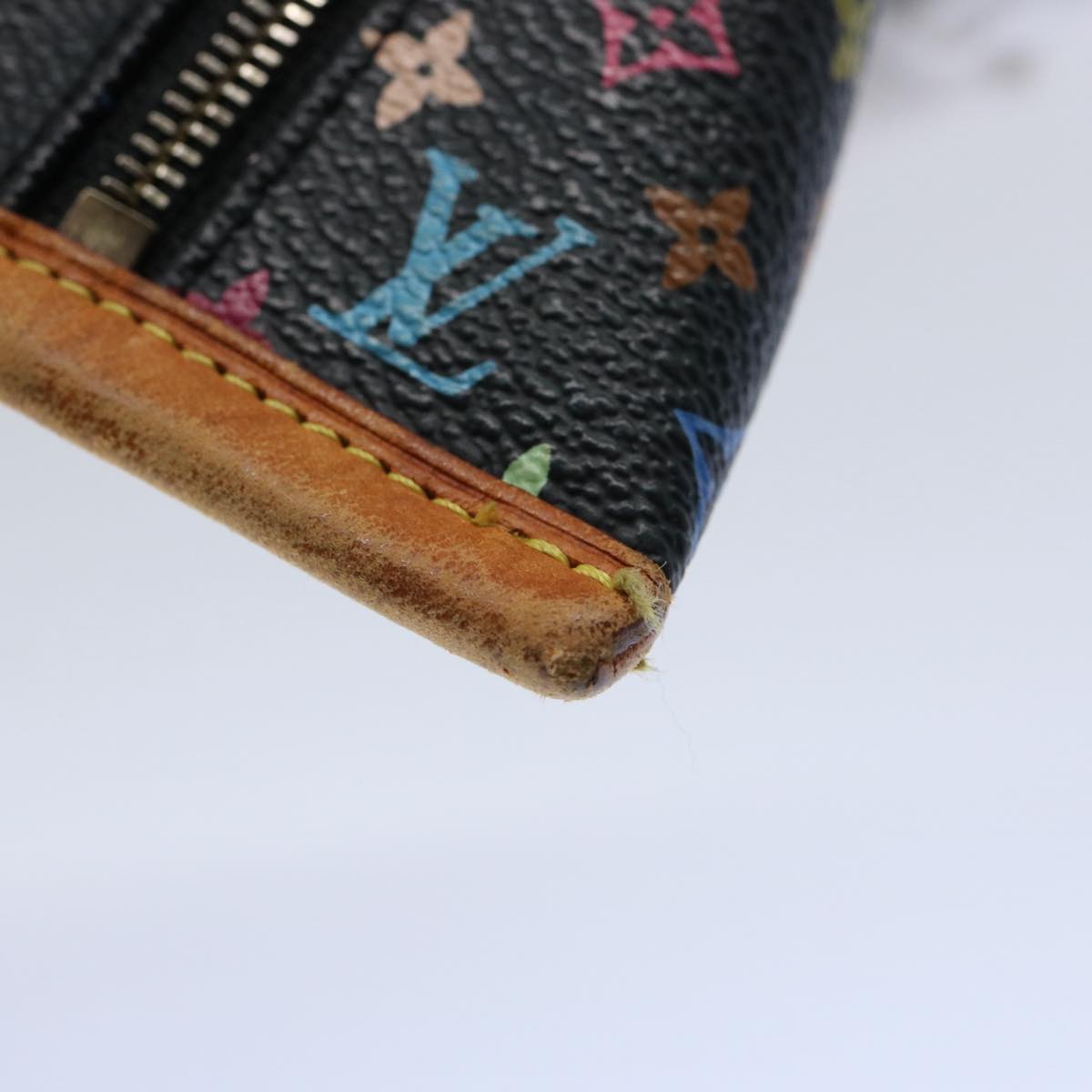 LOUIS VUITTON Monogram Multicolor Berlingo Coin Purse Black M58029 Auth bs10998