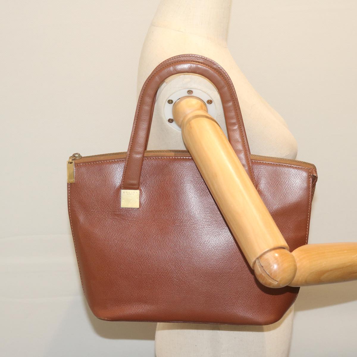 CELINE Hand Bag Leather Brown Auth bs11000