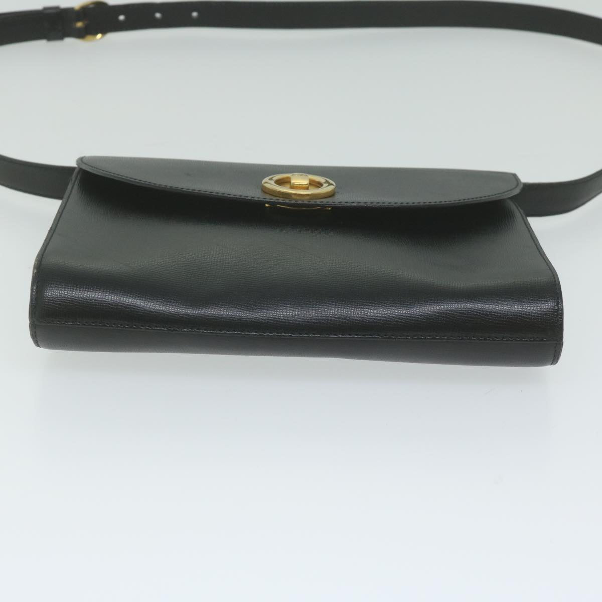 Christian Dior Shoulder Bag Leather Black Auth bs11007