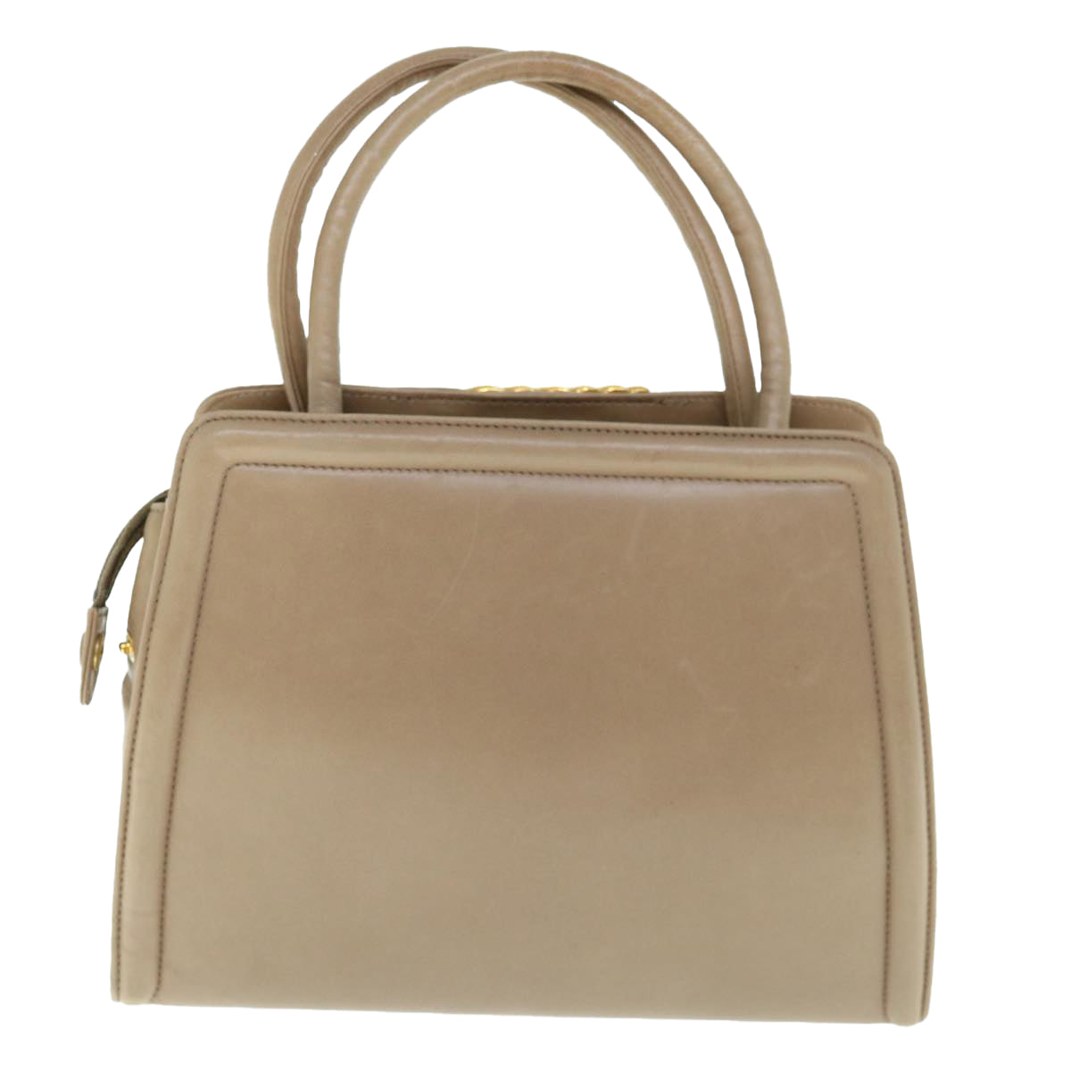 BALENCIAGA Hand Bag Leather Beige Auth bs11037