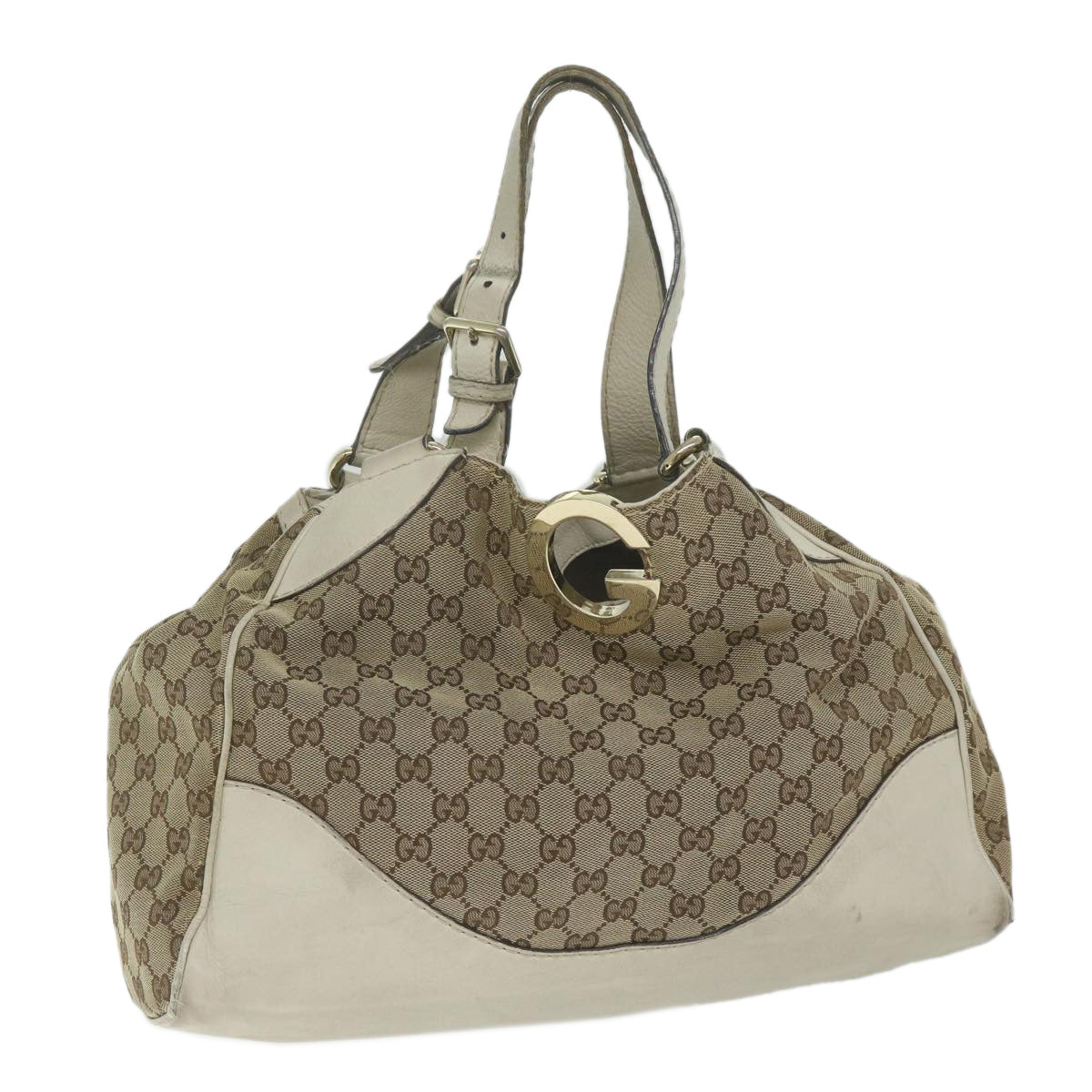 GUCCI GG Canvas Shoulder Bag Beige 223972 Auth bs11039