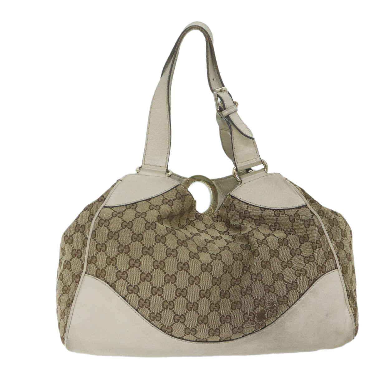 GUCCI GG Canvas Shoulder Bag Beige 223972 Auth bs11039