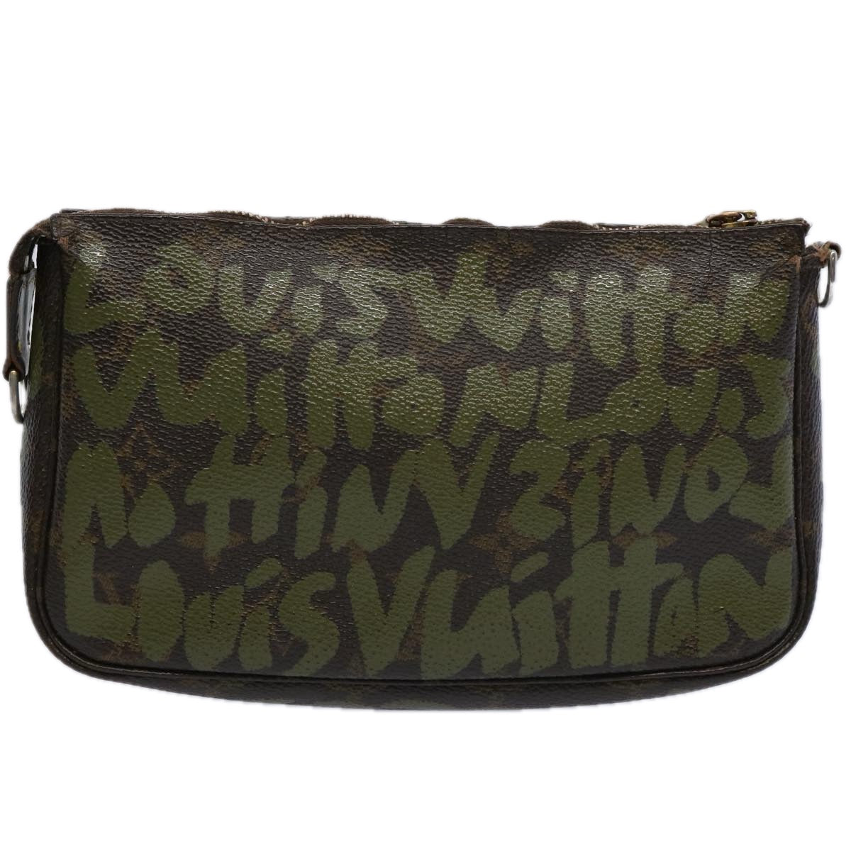 LOUIS VUITTON Monogram Graffiti Pochette Accessoires Khaki M92191 Auth bs11058