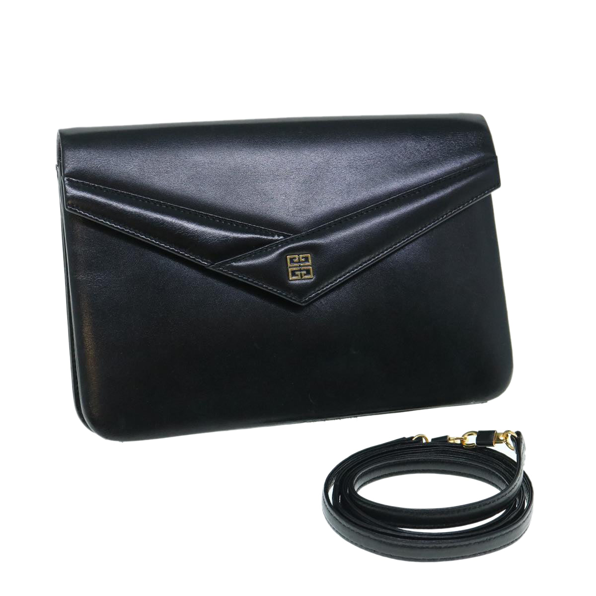 GIVENCHY Shoulder Bag Leather Black Auth bs11130