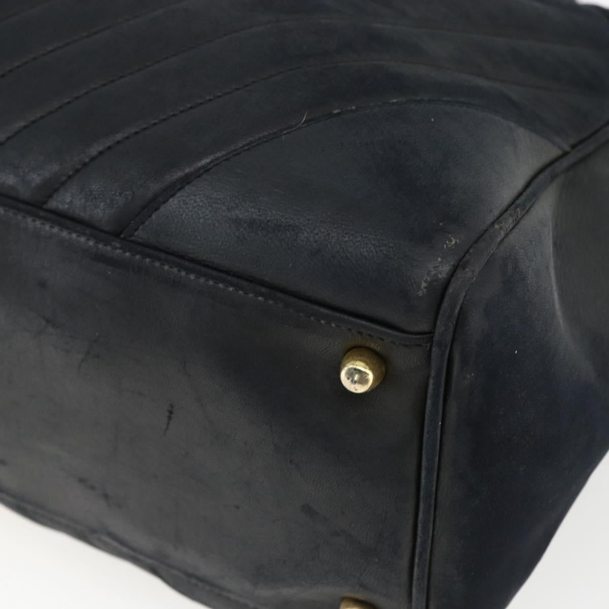 CHANEL Hand Bag Lamb Skin Black Gold CC Auth bs11142