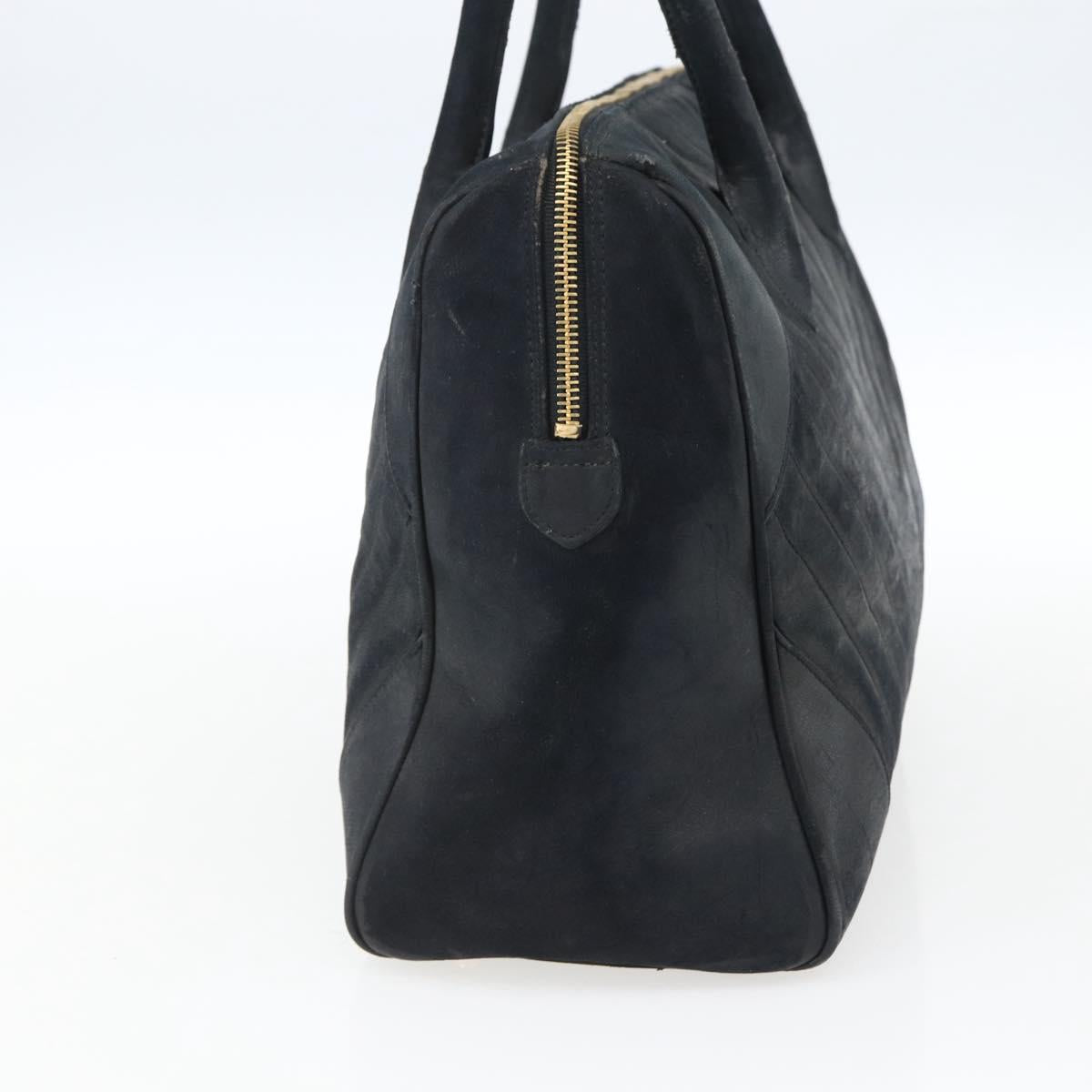 CHANEL Hand Bag Lamb Skin Black Gold CC Auth bs11142