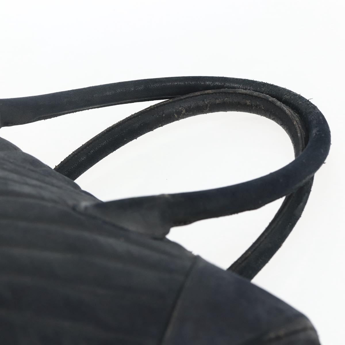 CHANEL Hand Bag Lamb Skin Black Gold CC Auth bs11142