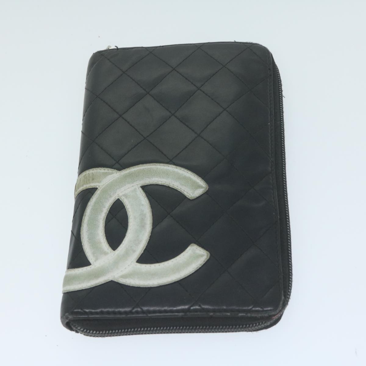 CHANEL Wallet Leather 4Set Black Pink Silver CC Auth bs11167