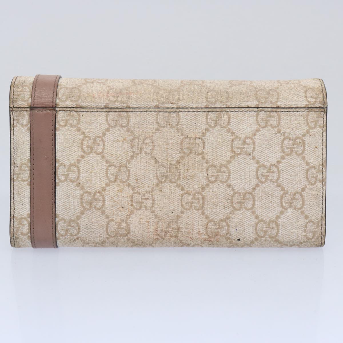 GUCCI GG Canvas Wallet PVC Leather 11 pieces Beige Black white Auth bs11168