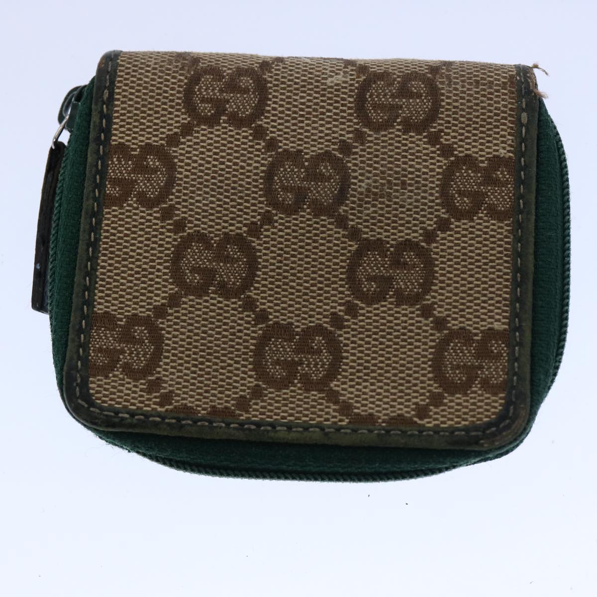 GUCCI GG Canvas Wallet PVC Leather 11 pieces Beige Black white Auth bs11168