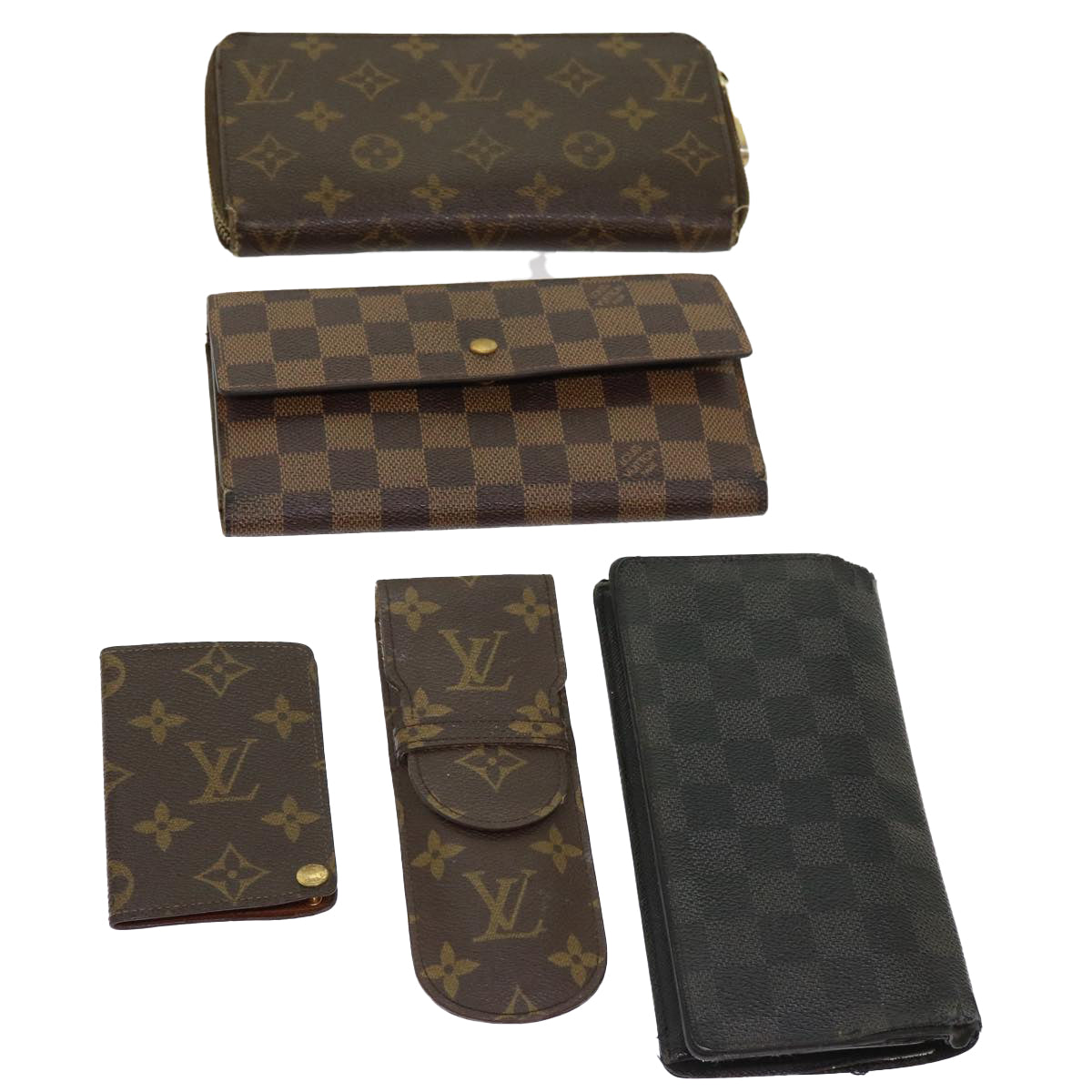 LOUIS VUITTON Monogram Damier Ebene Wallet 5Set LV Auth bs11176