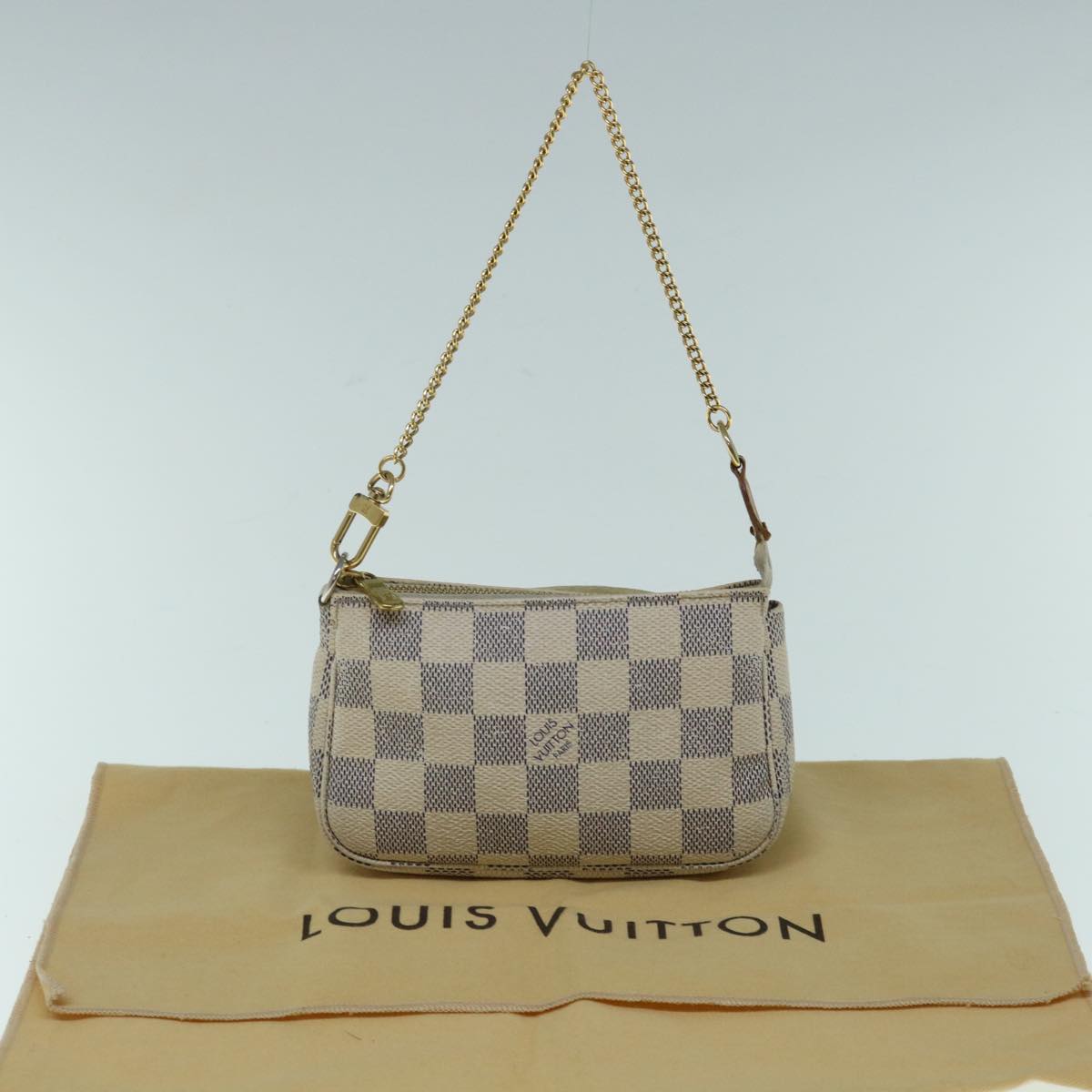 LOUIS VUITTON Damier Azur Mini Pochette Accessoires Pouch N58010 LV Auth bs11185