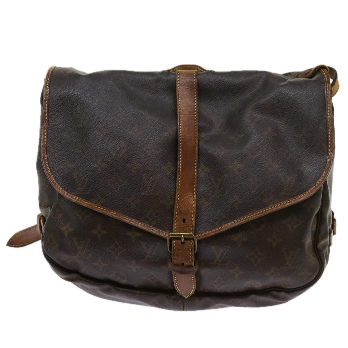 LOUIS VUITTON Monogram Saumur 35 Shoulder Bag M42254 LV Auth bs11196