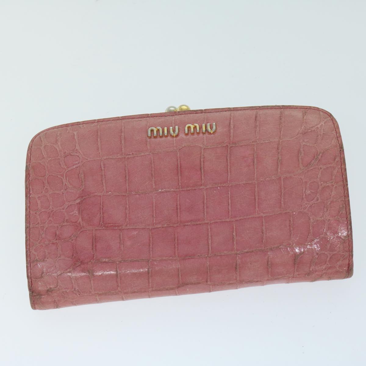 Miu Miu Wallet Leather 6Set Pink Yellow gray Auth bs11210