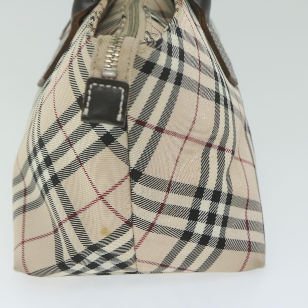 BURBERRY Nova Check Blue Label Hand Bag Nylon Beige Auth bs11218