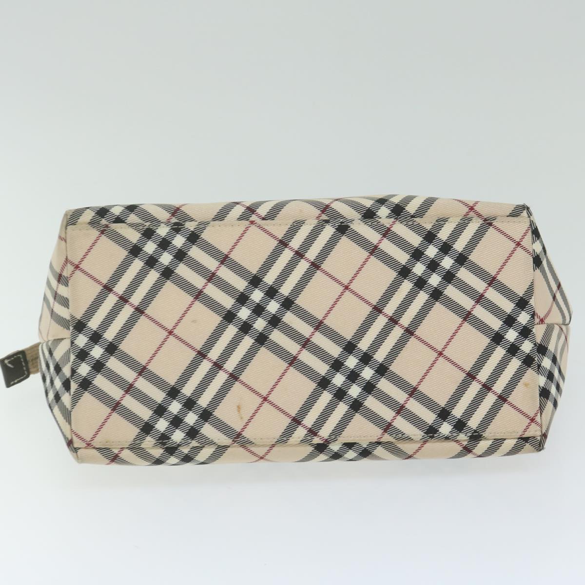 BURBERRY Nova Check Blue Label Hand Bag Nylon Beige Auth bs11218